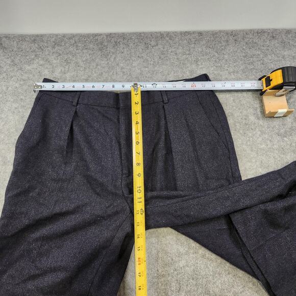 VTG Polo Ralph Lauren Pants Mens 36x28 Navy Wool Blend Pleated Dress Trouser - Picture 10 of 16